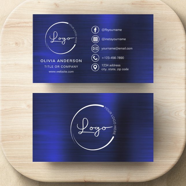 Modern Minimalist Logo with Social Media Icons Business Card (Creator Uploaded)