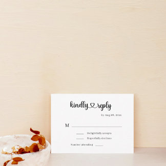Modern Minimalist Love Heart Wedding RSVP
