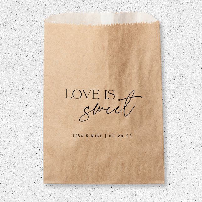 Modern Minimalist Love is Sweet Wedding Favour Bag (Creator Uploaded)