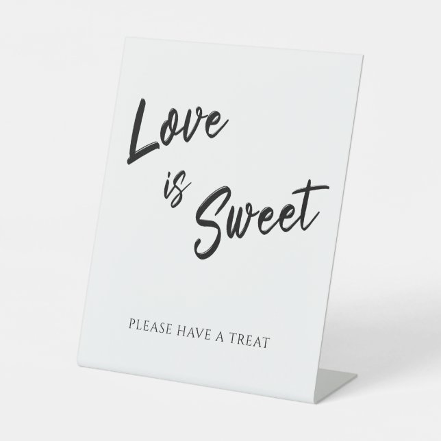 Modern Minimalist Love is Sweet Wedding Pedestal S Sign (Front)