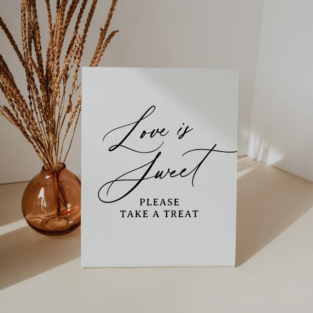 Modern Minimalist Love is Sweet Wedding Pedestal Sign (Creator Uploaded)
