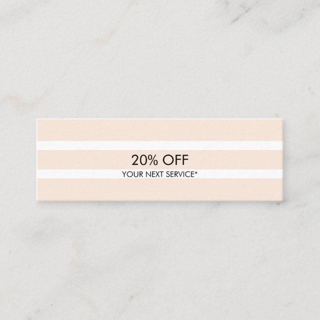 Modern Minimalist Lt Pink Stripe Pattern Discount Mini Business Card (Front)