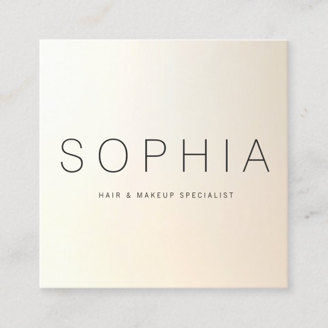 Modern Minimalist Luminous Ivory Cream Square Square Business Card (Front)