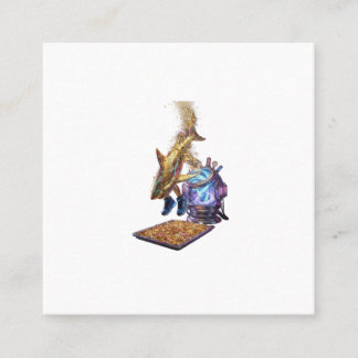 Modern Minimalist Luxury Cyber Shark - Neon Aesthe Square Business Card