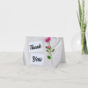 Modern Minimalist Magenta Floral Thank You Folded Card