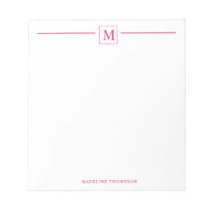 Modern Minimalist Magenta Monogram Line Square Notepad