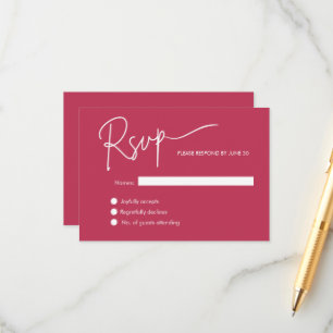 Modern Minimalist Magenta Red Wedding RSVP Enclosure Card