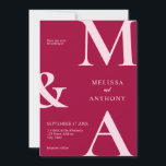 Modern Minimalist Magenta Wedding Invitation<br><div class="desc">Modern Minimalist Magenta Wedding Invitation. Features bold monogram typography and minimal graphic design. Personalise text with all the details of your special day.</div>