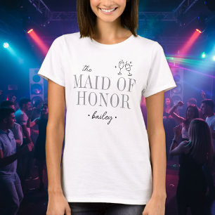 Modern Minimalist Maid Honor Script Bachelorette T-Shirt
