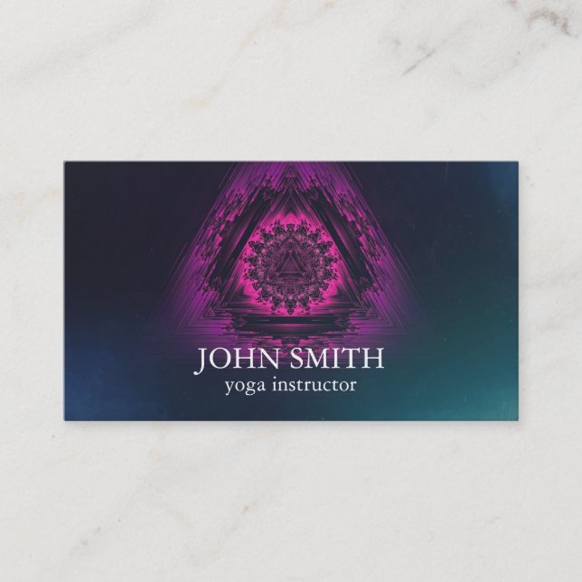 Modern Minimalist Mandala Lotus Yoga Instructor  Business Card (Front)