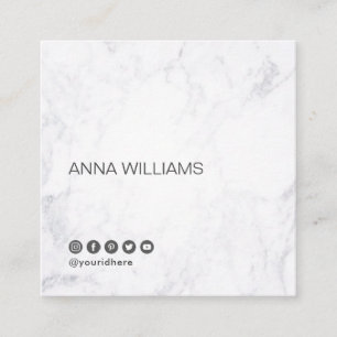 Modern Minimalist Marble Dark Grey Social Media Square Business Card