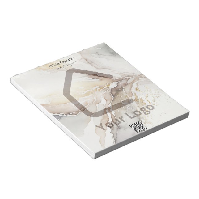 Modern Minimalist Marble Texture Overlay Neutral Notepad (Angled)