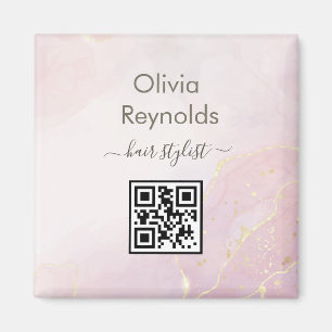 Modern Minimalist Marble Texture Pink Gold Magnet