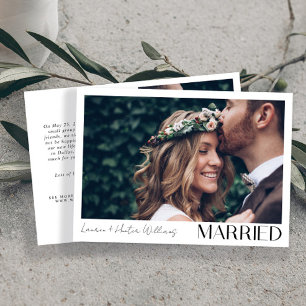Modern Minimalist Married 2 Photo Script Wedding Announcement