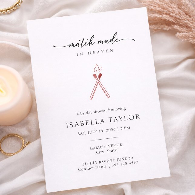 Modern Minimalist Match Bridal Shower Invitation (Creator Uploaded)