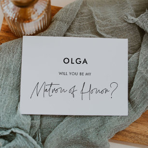 Modern minimalist Matron of honour proposal card