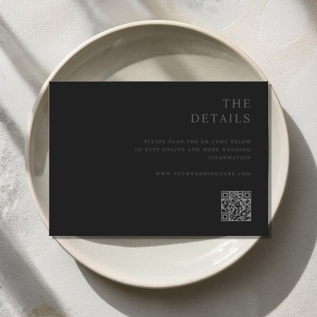 Modern Minimalist Matte Black Wedding Enclosure Card (Creator Uploaded)