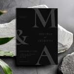 Modern Minimalist Matte Black Wedding Invitation<br><div class="desc">Modern Minimalist Matte Black Wedding Invitation. Features bold monogram typography and minimal graphic design. Personalise text with all the details of your special day.</div>
