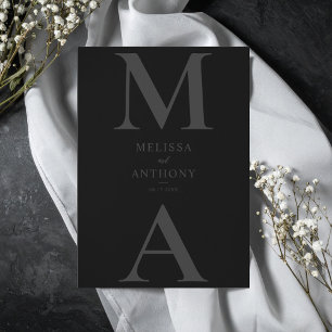 Modern Minimalist Matte Black Wedding Invitation