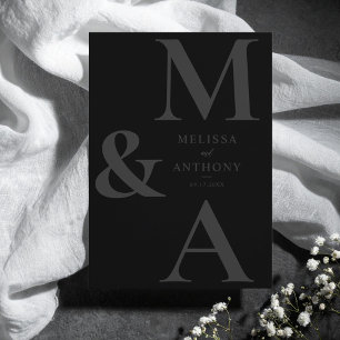 Modern Minimalist Matte Black Wedding Invitation