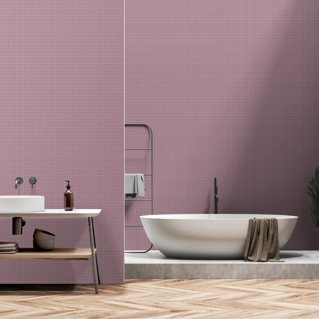 Modern Minimalist Mauve Chequered Home Wall Decor (Bathroom)