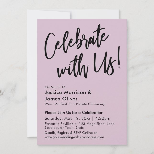 Modern Minimalist Mauve Pink Celebrate with Us! Invitation (Front)