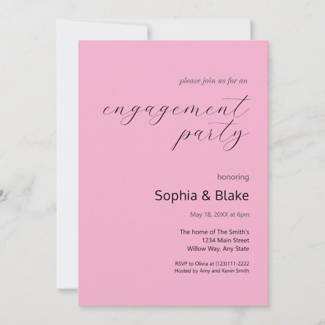 Modern Minimalist Mauve Pink Engagement Party Invitation (Front)