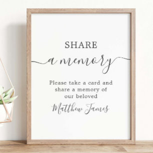 Modern Minimalist Memorial Funeral Share a Memory Poster