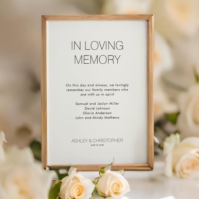 Modern Minimalist Memorial Wedding Poster (Creator Uploaded)