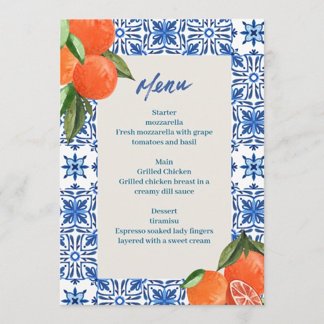 Modern Minimalist  Menu (Front)