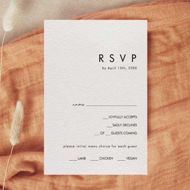 Modern Minimalist Menu Choice RSVP Card (Creator Uploaded)
