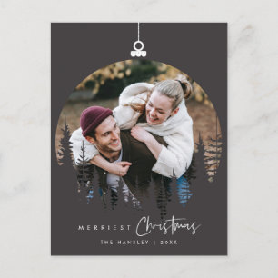 Modern Minimalist, Merriest Christmas Family Photo Postcard