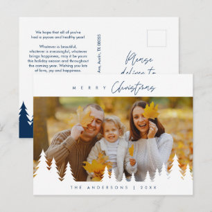 Modern Minimalist, Merriest Christmas Family Photo Postcard