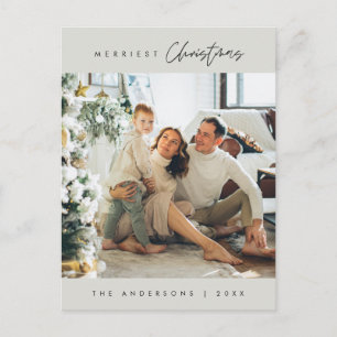 Modern Minimalist, Merriest Christmas Family Photo Postcard