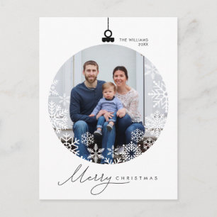 Modern Minimalist, Merriest Christmas Family Photo Postcard
