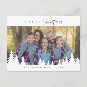 Modern Minimalist, Merriest Christmas Family Photo Postcard