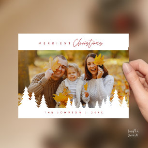 Modern Minimalist, Merriest Christmas Family Photo Postcard