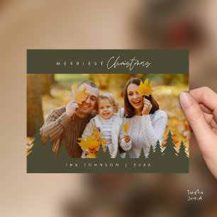Modern Minimalist, Merriest Christmas Family Photo Postcard