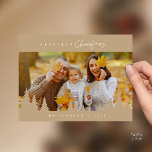 Modern Minimalist, Merriest Christmas Family Photo Postcard