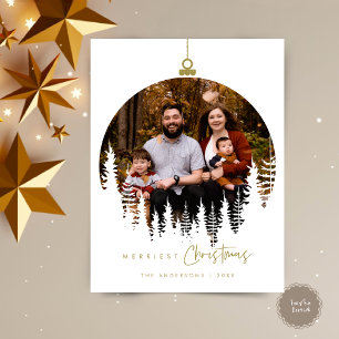 Modern Minimalist, Merriest Christmas Family Photo Postcard