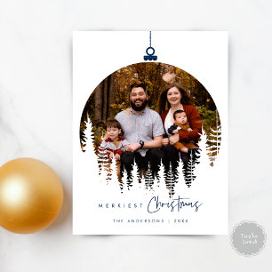 Modern Minimalist, Merriest Christmas Family Photo Postcard