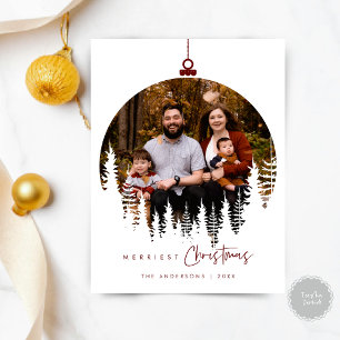 Modern Minimalist, Merriest Christmas Family Photo Postcard