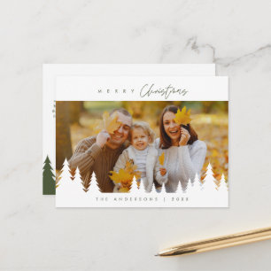 Modern Minimalist, Merriest Christmas Family Photo Postcard