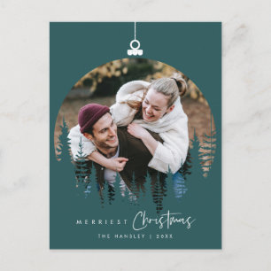 Modern Minimalist, Merriest Christmas Family Photo Postcard