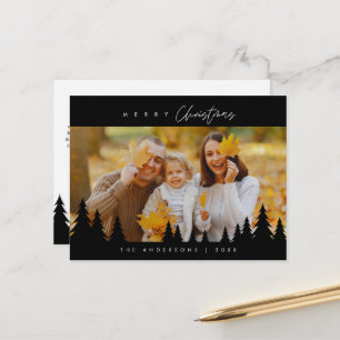 Modern Minimalist, Merriest Christmas Family Photo Postcard