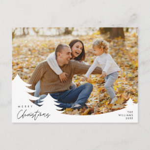 Modern Minimalist, Merriest Christmas Family Photo Postcard