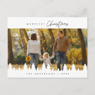 Modern Minimalist, Merriest Christmas Family Photo Postcard