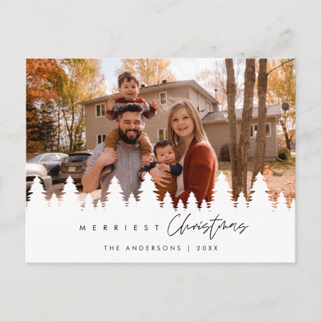 Modern Minimalist, Merriest Christmas Family  Post Postcard (Front)