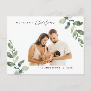 Modern Minimalist, Merriest Christmas Family Postcard