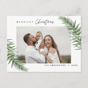 Modern Minimalist, Merriest Christmas Family Postcard